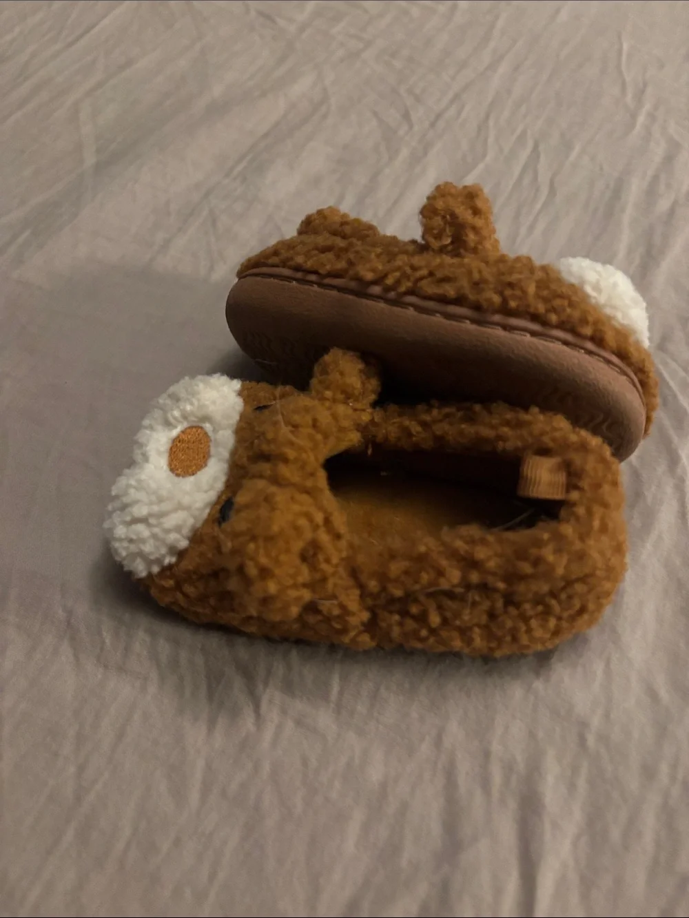 wonder nation Brown Bear Plush Kids Slippers